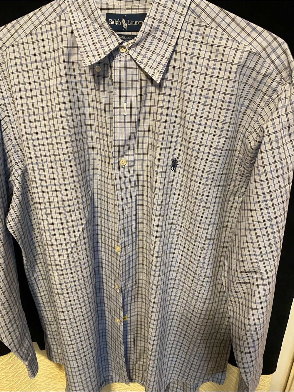 Ralph Lauren Blue and White Check Button-Down Shirt